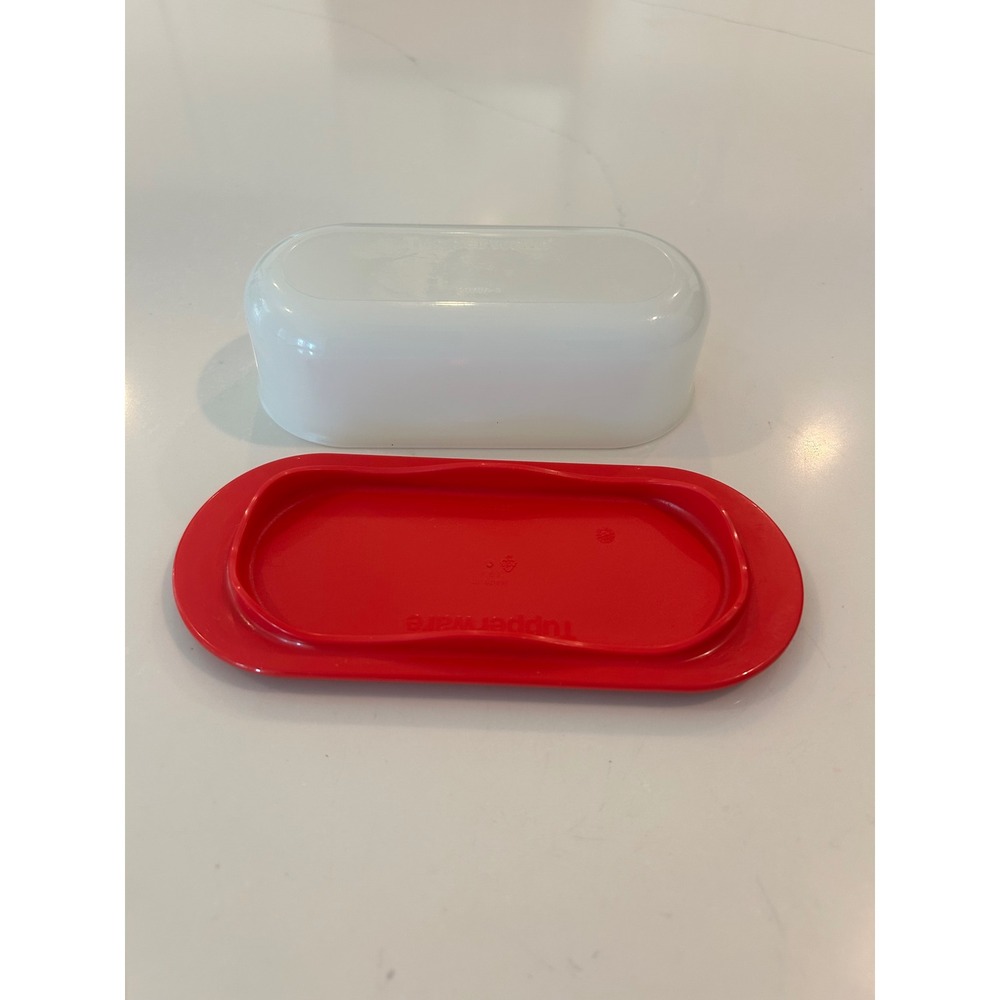 Tupperware Butter Dish Red White Made in USA Vintage Kitchen Storage